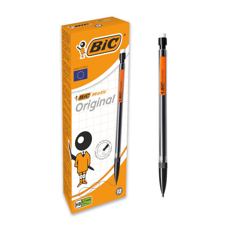BIC Matic Original 0,5 mm HB Portaminas Automáticos - Colores surtidos, Caja de 12 Unidades